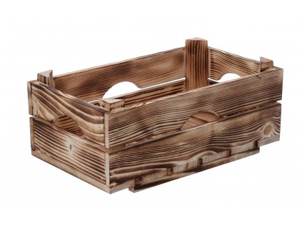 Opálená drevená debnička 34 x 20 x 14 cm