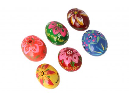 Veľkonočné drevené vajíčka ručne maľované (6 ks)