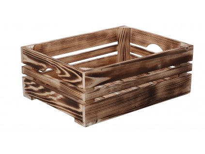 Opálená drevená debnička 40 x 30 x 15 cm