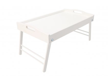 Drevený servírovací stolík do postele 50x30 cm biely