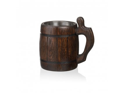 Dubový krígeľ s nerezovou vložkou - tmavý