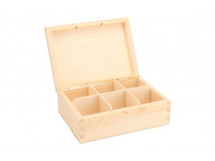 312 3 drevena krabicka na caj 6 prihradek