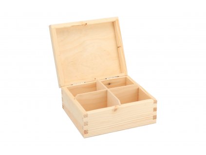 Drevená krabička na čaj (4 priehradky)