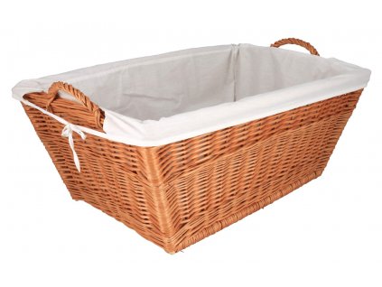 Prútený kôš na bielizeň hranatý obšitý