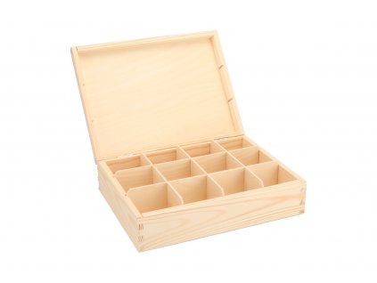 Drevená krabička na čaj (12 priehradiek)