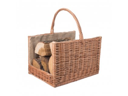 Prútený kôš na drevo hranatý svetlý