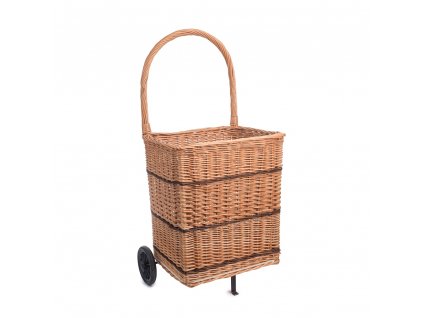 Prútený kôš na drevo na kolieskach