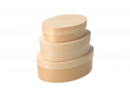 Drevené oválne krabičky z dyhy 3 ks