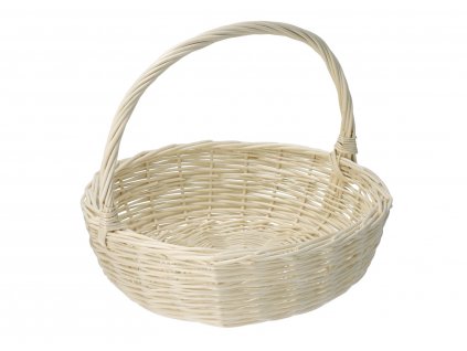 Prútený darčekový kôš okrúhly biely