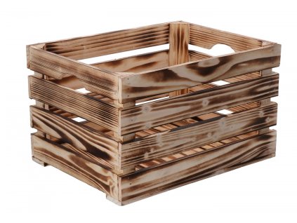 Opálená drevená debnička 40 x 30 x 24 cm