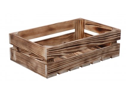 Opálená drevená debnička 40 x 26 x 12 cm