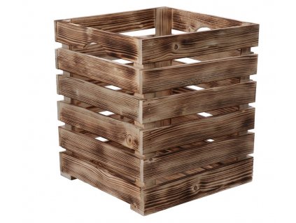 Opálená drevená debnička 30 x 30 x 35 cm