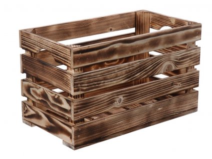 Opálená drevená debnička 40 x 22 x 24 cm