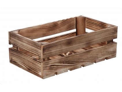 Opálená drevená debnička 34 x 20 x 12 cm