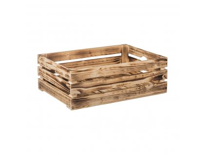 Opálená drevená debnička 60 x 39 x 20 cm