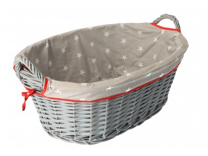 Prútený kôš na bielizeň obšitý MIA I - šedý