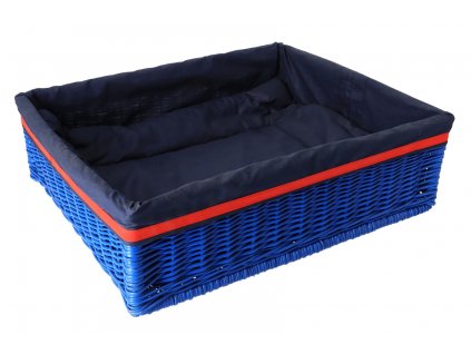 Prútený pelech s poduškou - modrý