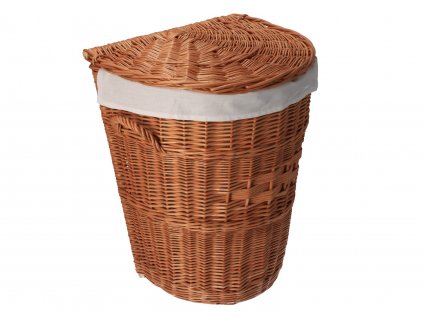 Prútený kôš na bielizeň zaoblený obšitý