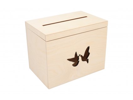 Drevený svadobný box holubice