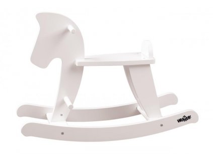 Drevený hojdací koník biely