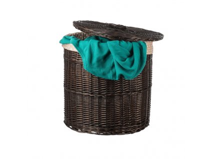 Prútený kôš na bielizeň Vera tmavý obšitý