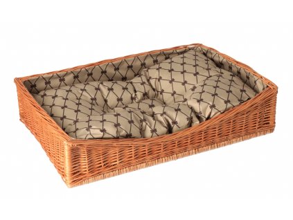 Prútený pelech hranatý - s béžovou poduškou