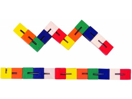 Drevený hlavolam farebný had