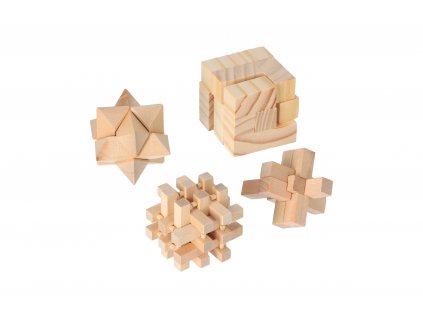 Drevené hlavolamy súprava - 4 ks