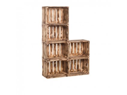 Drevené opálené debničky knižnica 120 x 80 x 24 cm