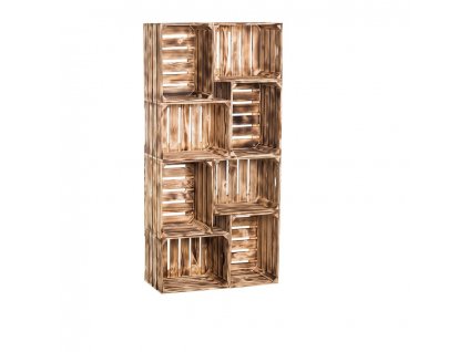 Drevené opálené debničky knižnica 140 x 70 x 24 cm