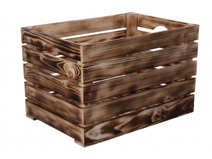 Opálená drevená debnička 46 x 32 x 30 cm