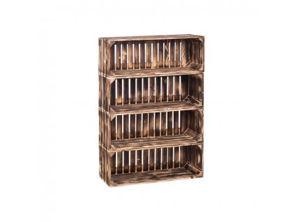 Drevené opálené debničky regál 88 x 60 x 24 cm