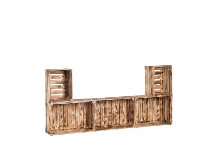 Drevené opálené debničky obývacia stena 79x180x24 cm