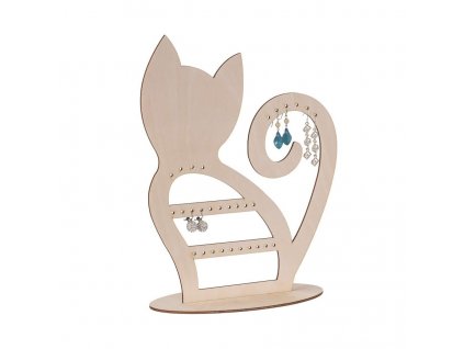 Drevená mačka na šperky