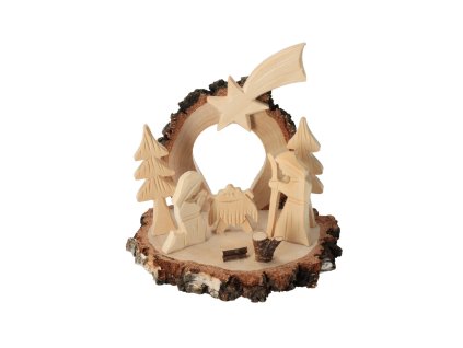 Drevený betlehem s kôrou XXV