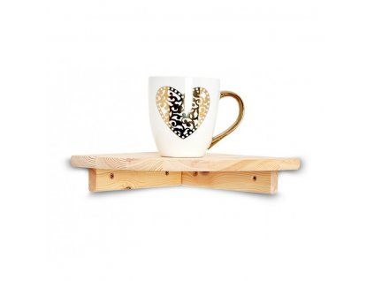 Drevená nástenná polica rohová 22 x 22 cm