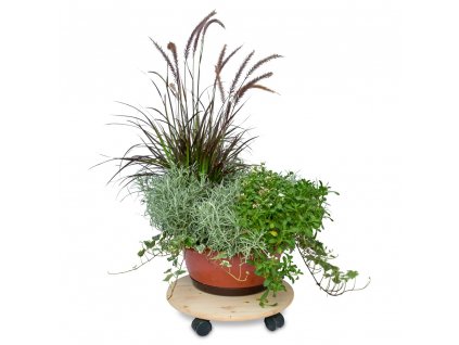 Drevený guľatý podstavec s kolieskami