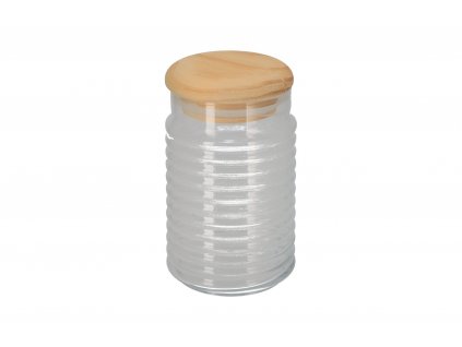 Sklenená dóza s dreveným viečkom - 1,1 l