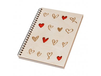 Drevený blok A5 - srdiečka