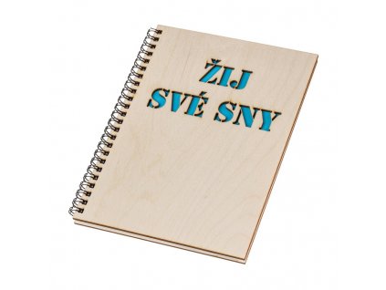 Drevený blok A5 - ži svoje sny modrý