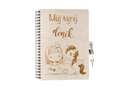 Drevený blok A5 so zámkom - Môj tajný denník