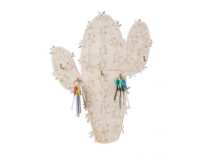 Drevený vešiak na kľúče - kaktus