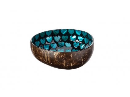 Kokosová miska s modrými srdiečkami