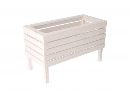 Veľký drevený kvetináč na nožičkách - biely