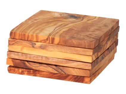 Súprava 6 hranatých podložiek z olivového dreva