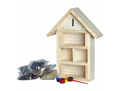 Drevený hmyzí hotel k dozdobeniu 34 x 12 x 45 cm