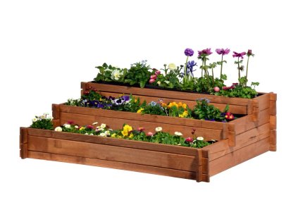 3-poschodový drevený záhon 110 x 88 x 36 cm
