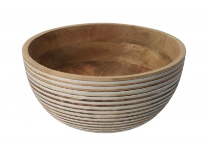 Miska z mangového dreva s bielymi pruhmi - 24 cm