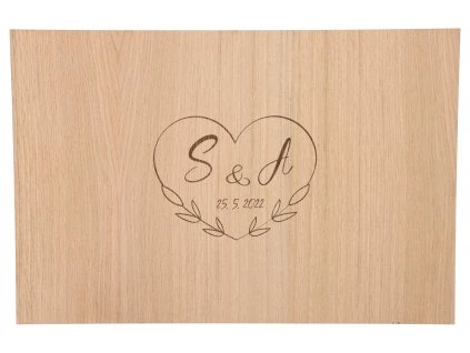11859 2 drevena svatebni cedule na podpisy dub srdce