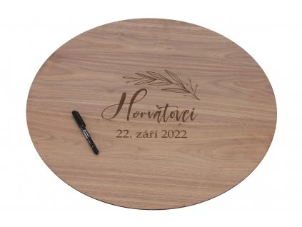 11886 1 drevena svatebni cedule na podpisy orech listy